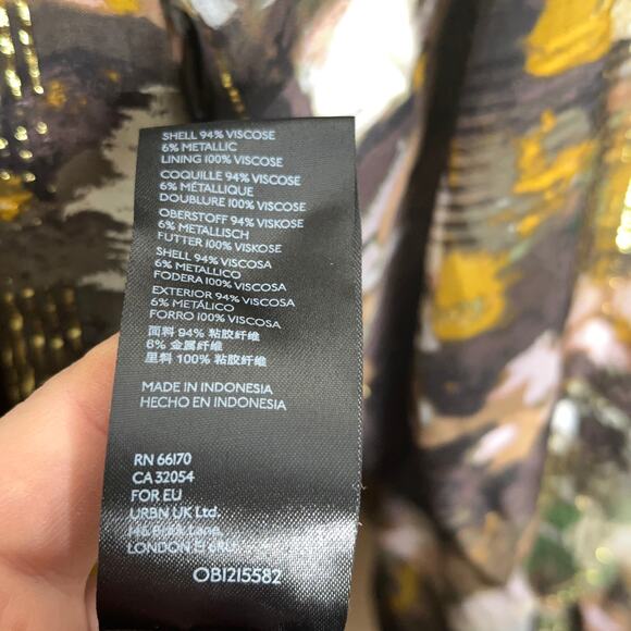 ANTHROPOLOGIE Blair Shimmer Maxi Dress Golden Bronze Brown Multi {KK41} - Picture 9 of 9